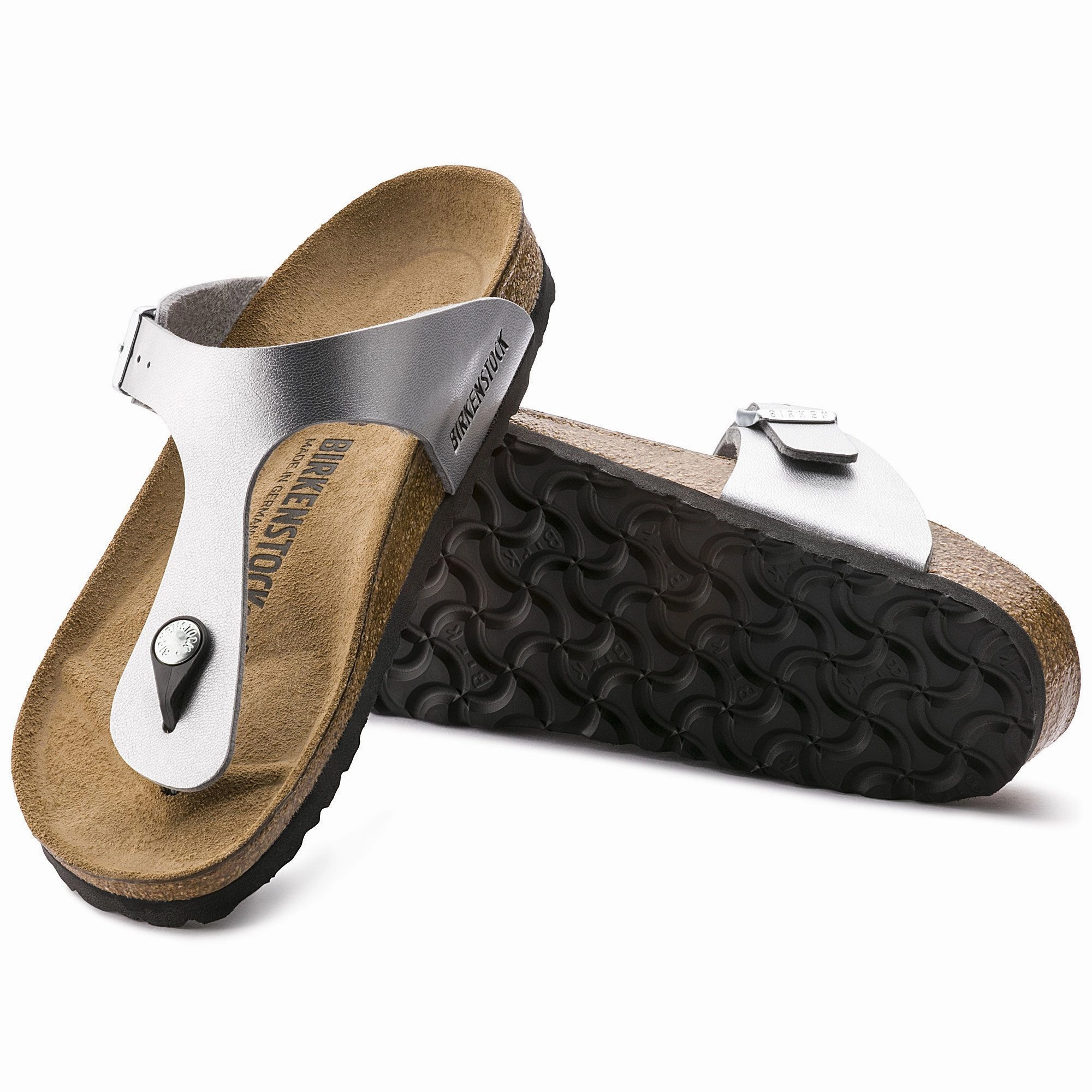 BIRKENSTOCK GIZEH SILVER BIRKO-FLOR Birkenstock comfortable casual footwear