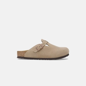 Birkenstock Kids Boston Suede - Taupe Open-toe comfort slides
