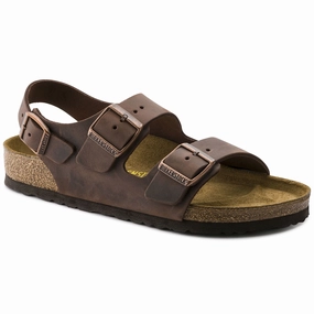 BIRKENSTOCK MILANO HABANA OILED LEATHER UNISEX Birkenstock classic sandals with adjustable straps