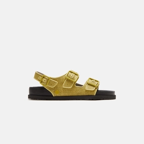 Birkenstock Milano Raffia - Luxe Golden Olive Open-toe comfort slides