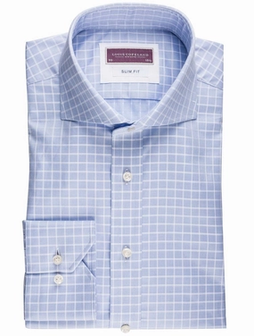 Blue Box Check Slim Fit Shirt Blue/slim