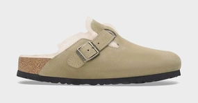 Boston Shearling Clog Womens Sandals (Taupe) Supportive Birkenstock clogs