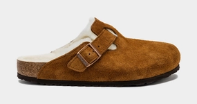 Boston Shearling Mens Sandals (Brown/White) Supportive Birkenstock clogs
