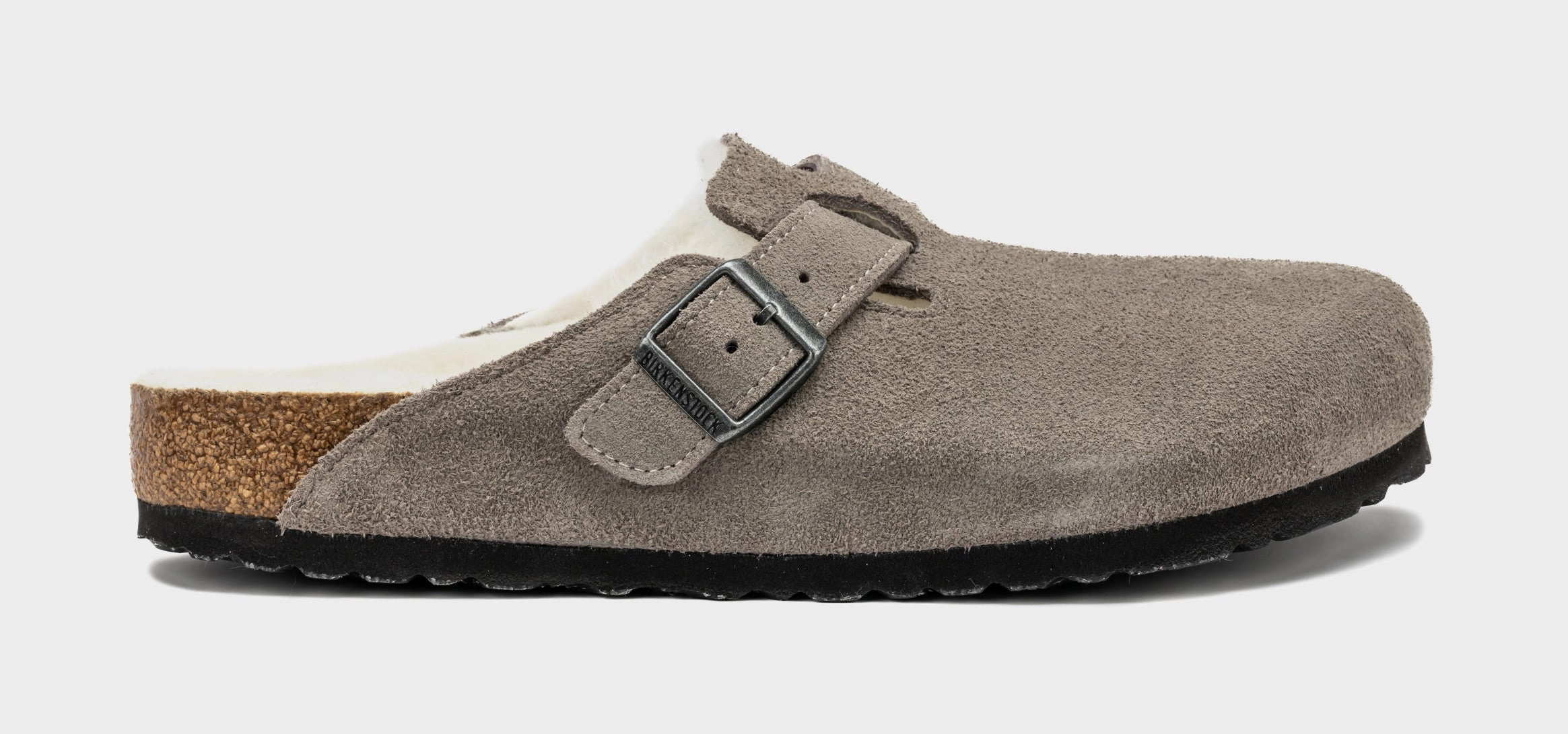 Boston Shearling Mens Sandals (Grey) Supportive Birkenstock clogs