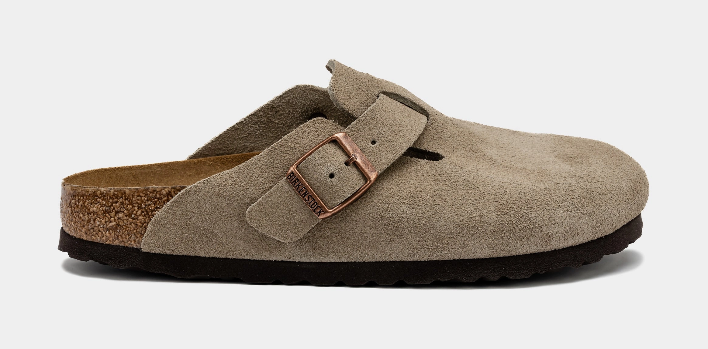 Boston Soft Footbed Womens Sandals (Taupe) Supportive Birkenstock clogs