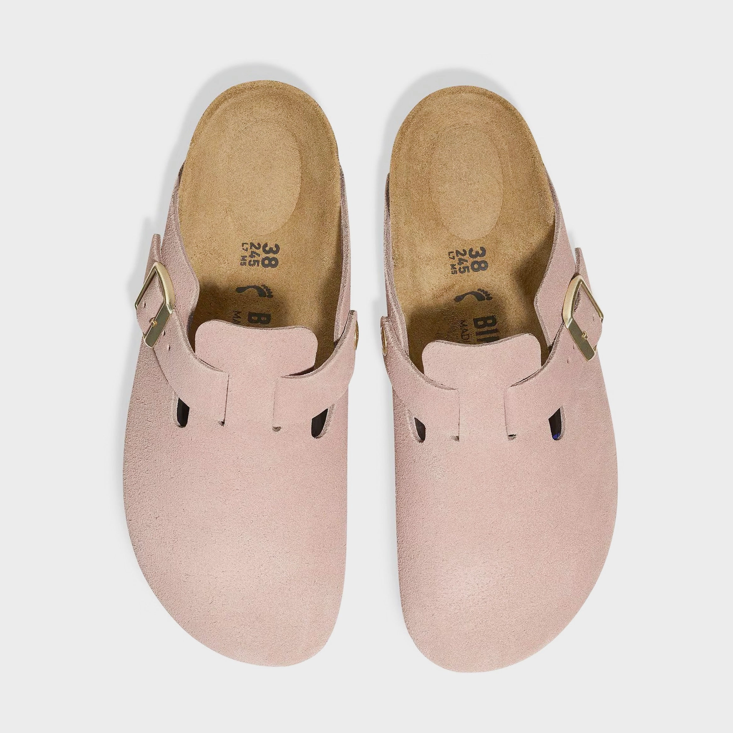 Boston Suede Leather Womens Sandals (Pink/Gold) Ergonomic walking shoes