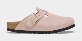 Boston Suede Leather Womens Sandals (Pink/Gold) Supportive Birkenstock clogs