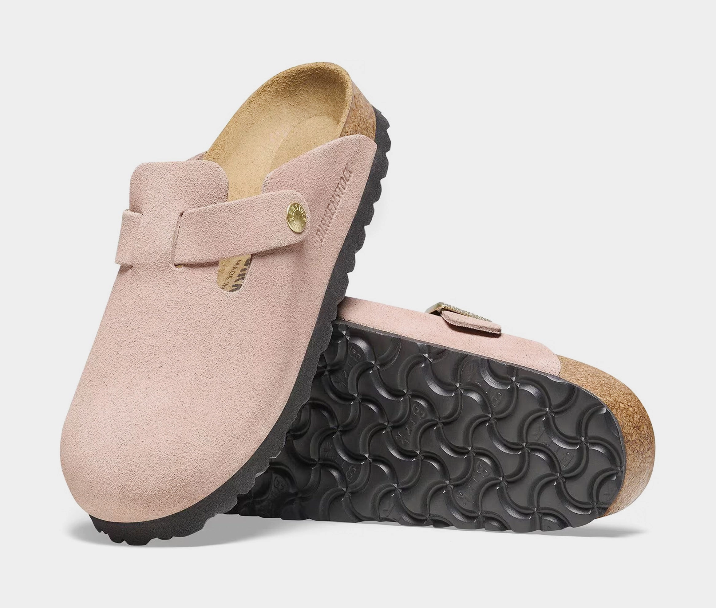 Boston Suede Leather Womens Sandals (Pink/Gold) Ergonomic walking shoes