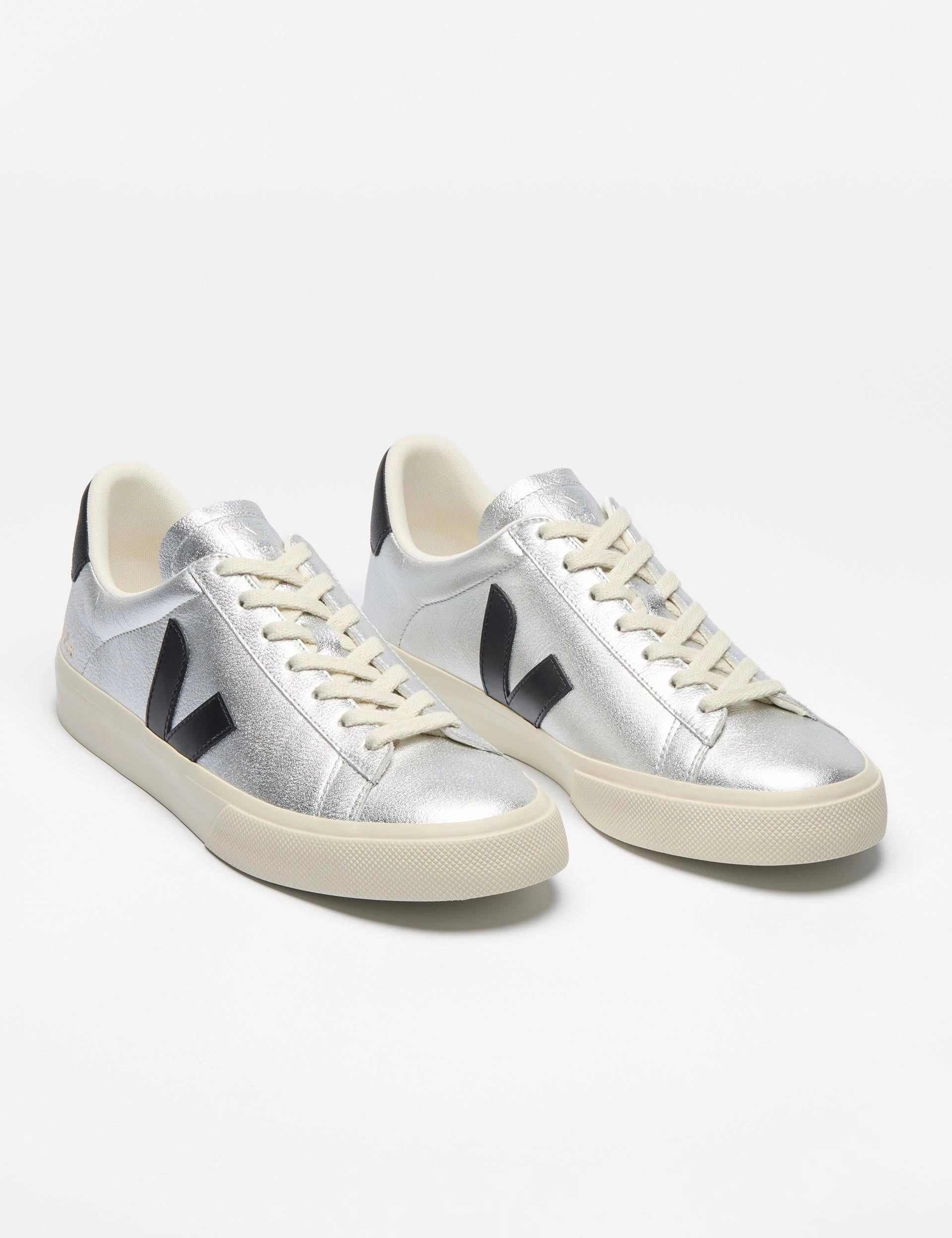 Campo Leather - Silver Black Veja women's trendy casual shoes