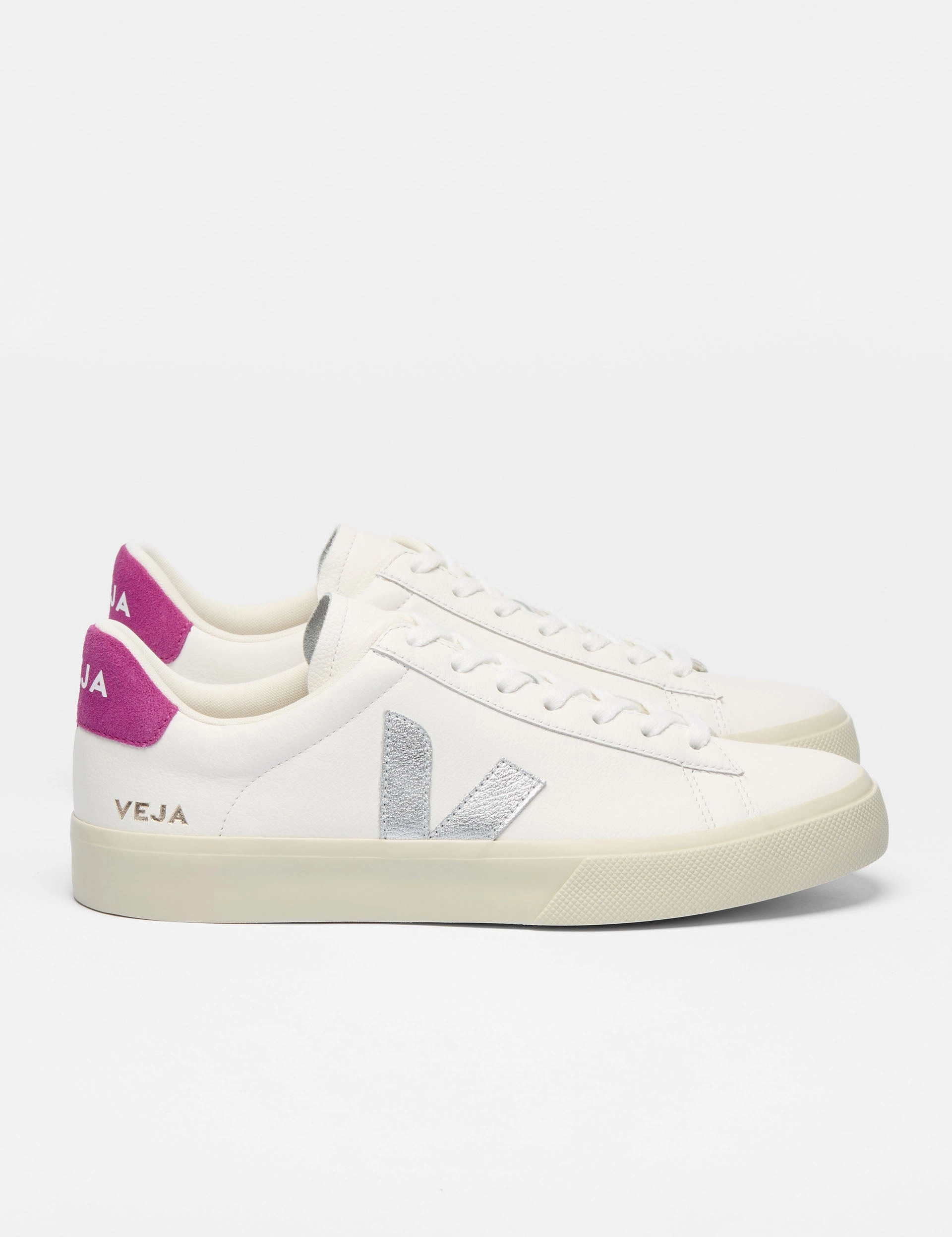 Campo Leather - White Silver Ultraviolet Veja women's trendy casual shoes