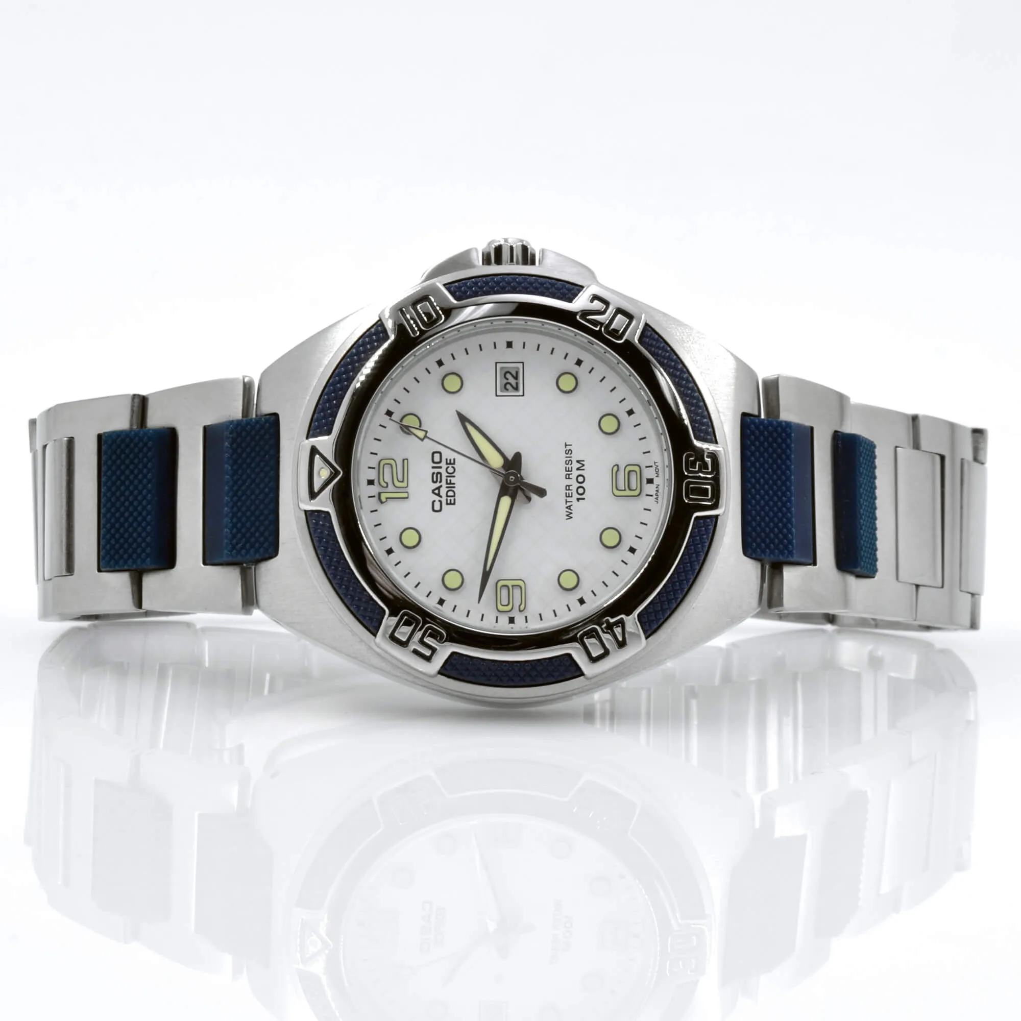 Casio Stainless steel Case Silver,blue Band Watch | EF-101D-7AVEF Casio Men's Watches