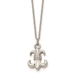 Chisel Jewelry Stainless Steel Polished Fleur de Lis with 2 ext. Necklace
