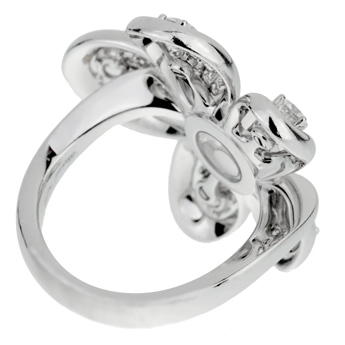 Chopard Flower Happy Diamond 18k White Gold Cocktail Ring Chopard Jewelry