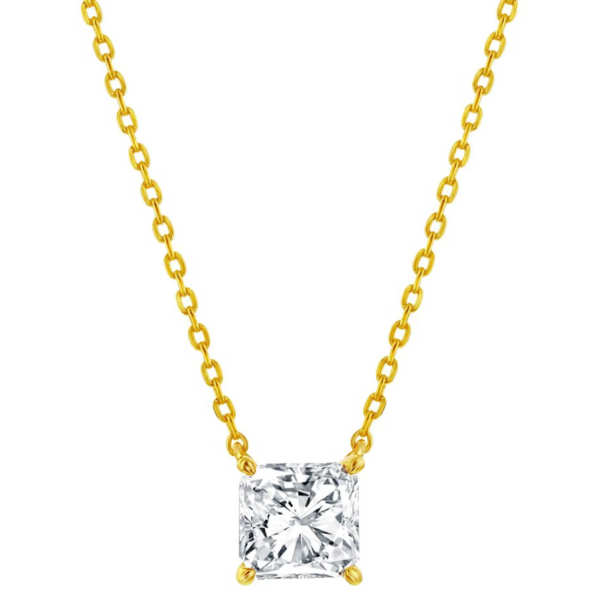 Classic Jewelry Classic Women's Necklace and Earrings Set - Gold Plated Princess Cut CZ | SET-611