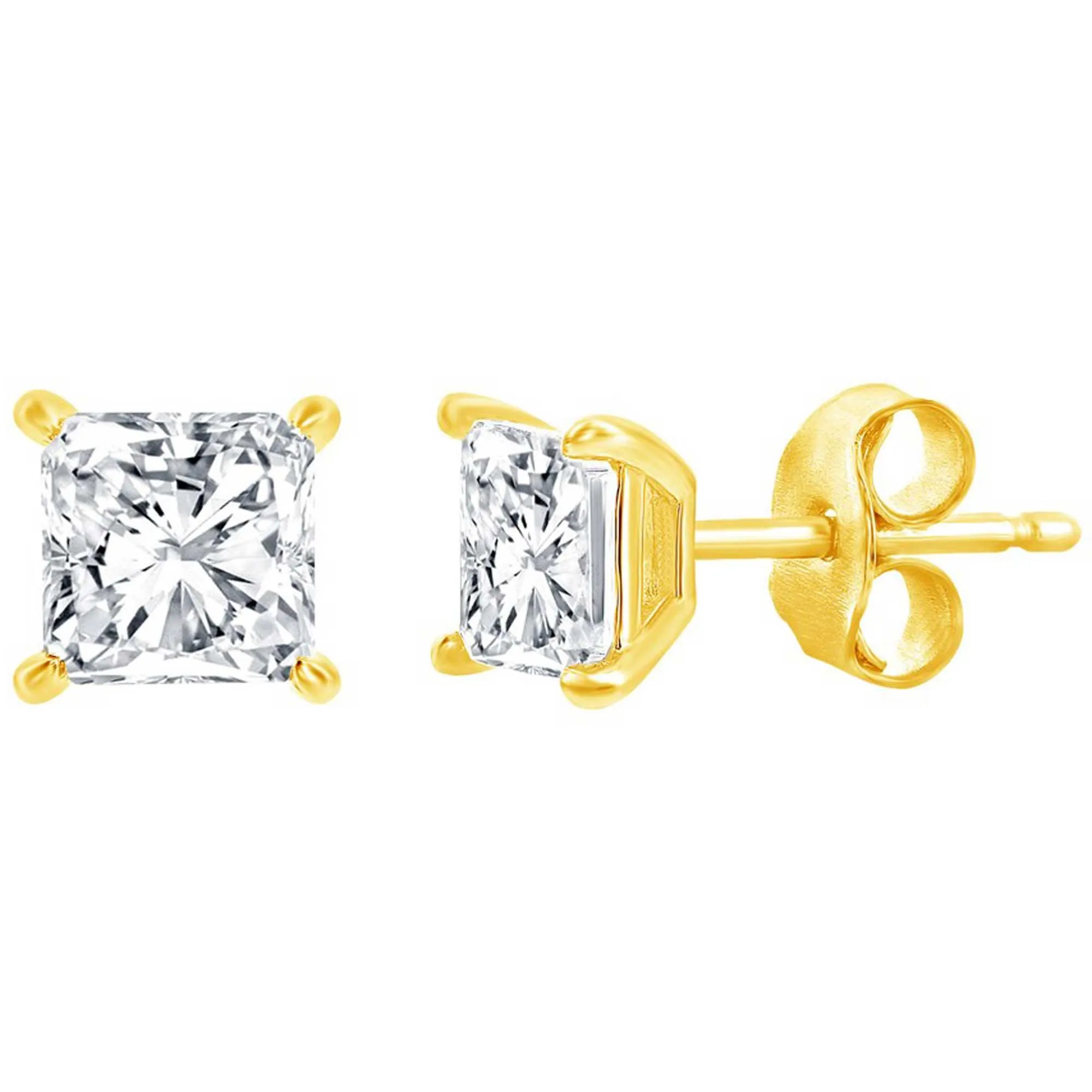 Classic Jewelry Classic Women's Necklace and Earrings Set - Gold Plated Princess Cut CZ | SET-611