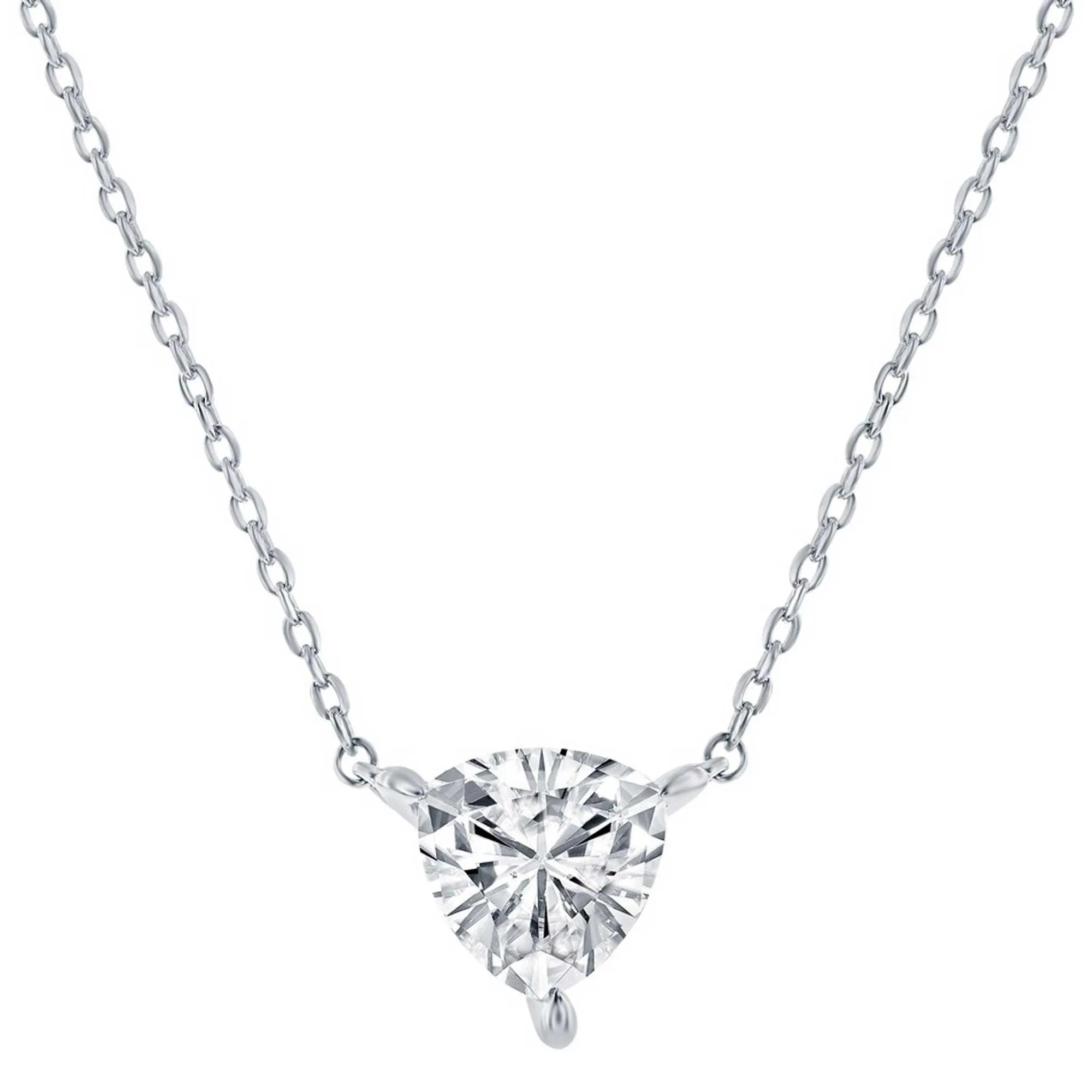 Classic Jewelry Classic Women's Necklace and Earrings Set - Silver Solitaire Trillion CZ | SET-615