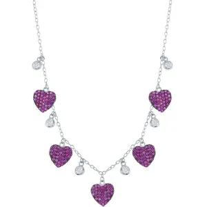 Classic Jewelry Classic Women's Necklace - Sterling Round and Heart Ruby CZ | M-6811