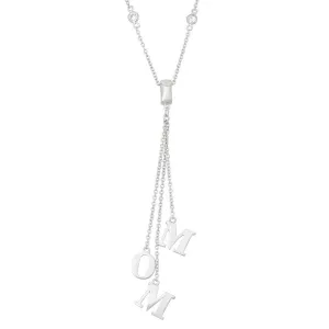 Classic Jewelry Classic Women's Necklace - Sterling Silver Bezel Set CZ with Dangling MOM | M-5027