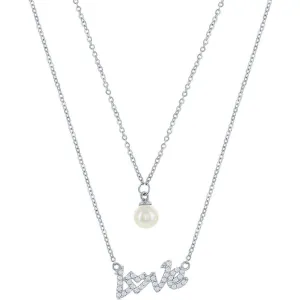 Classic Jewelry Classic Women's Necklace - Sterling Silver CZ LOVE and Round FWP Layered | M-6875