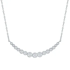 Classic Jewelry Classic Women's Necklace - Sterling Silver Graduating Round CZ | M-6965