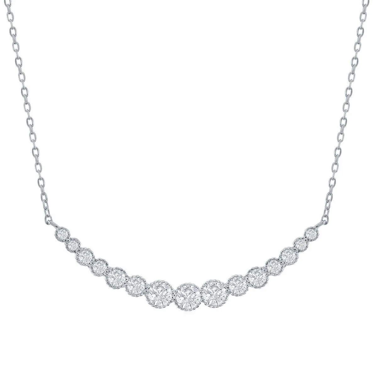 Classic Jewelry Classic Women's Necklace - Sterling Silver Graduating Round CZ | M-6965
