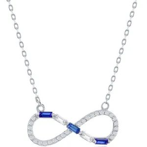Classic Jewelry Classic Women's Necklace - Sterling White Round and Sapphire CZ Infinity | M-6953
