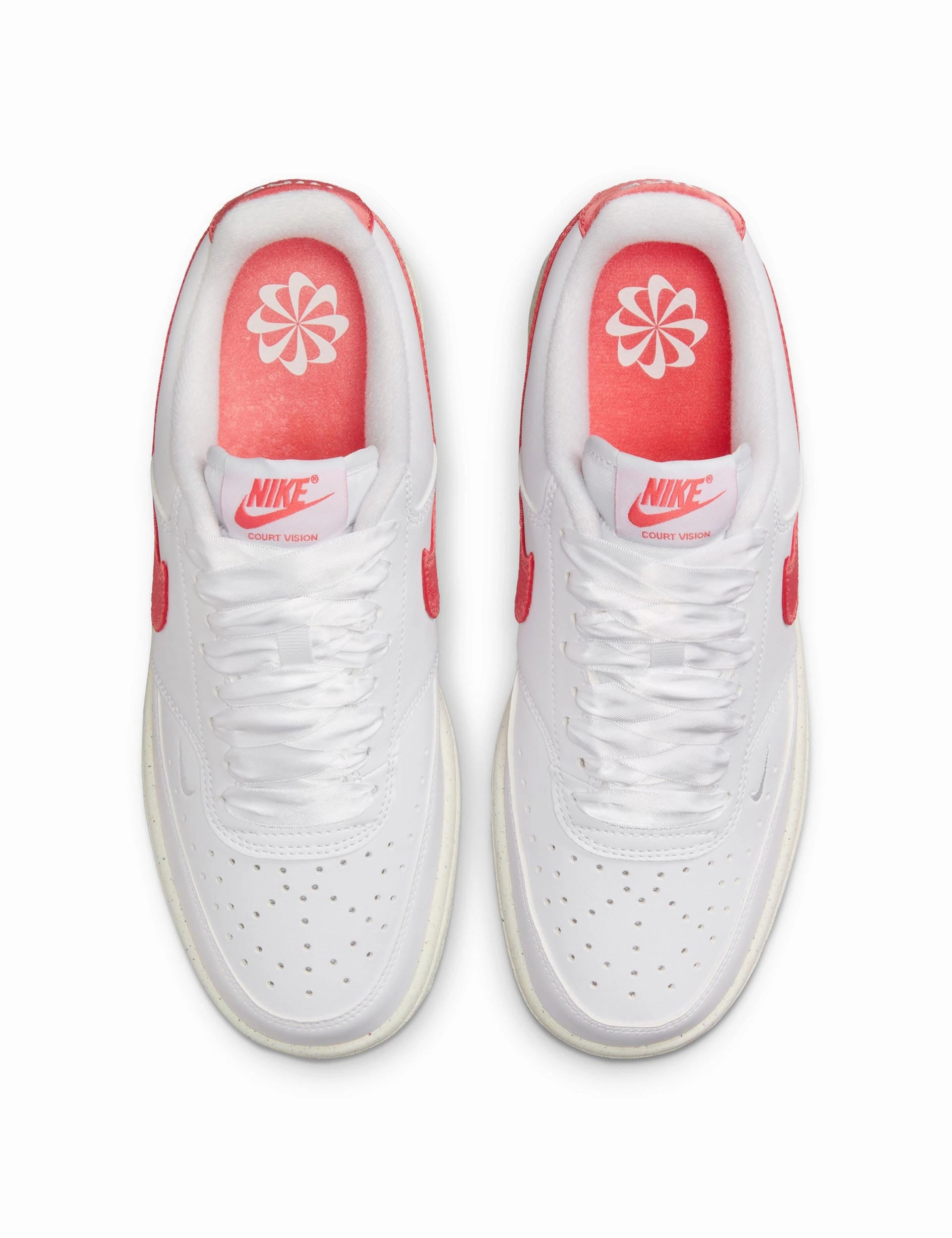 Court Vision Low Next Nature Shoes - White/Magic Ember/Sail Nike women's stylish athletic footwear