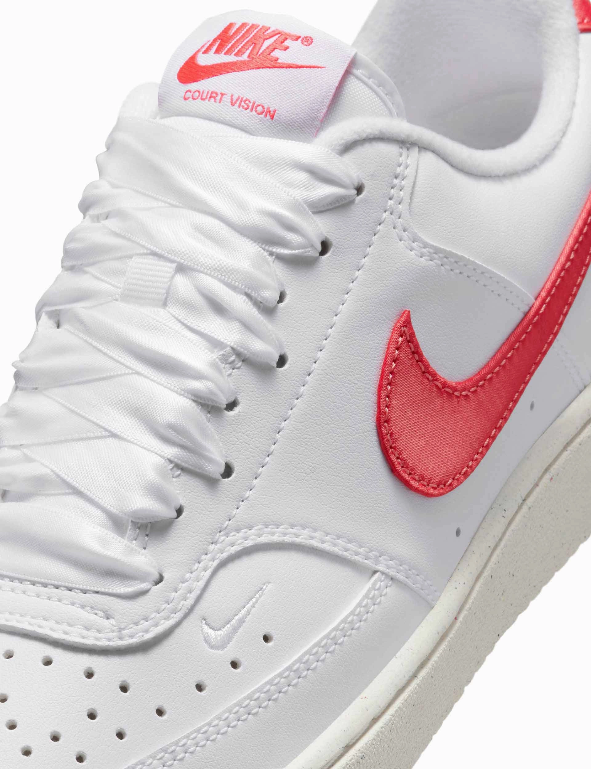 Court Vision Low Next Nature Shoes - White/Magic Ember/Sail Nike women's stylish athletic footwear