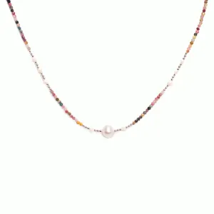 Crystals & Beaded Jewellery Beaded Necklace - Mix Tourmaline and Pearls