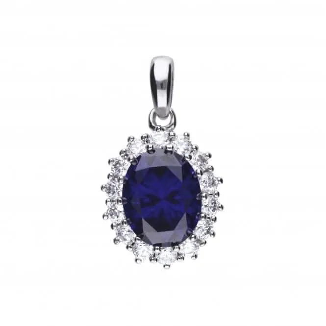 Cubic Zirconia Blue Oval Pave Pendant P4658 Diamonfire Jewellery