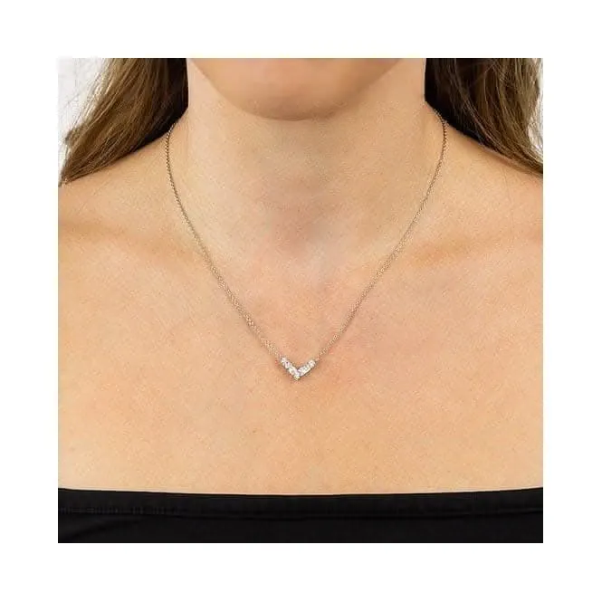 Dainty 'V' Baguette & Round Necklace N4470 Diamonfire Jewellery