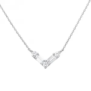 Dainty 'V' Baguette & Round Necklace N4470 Diamonfire Jewellery