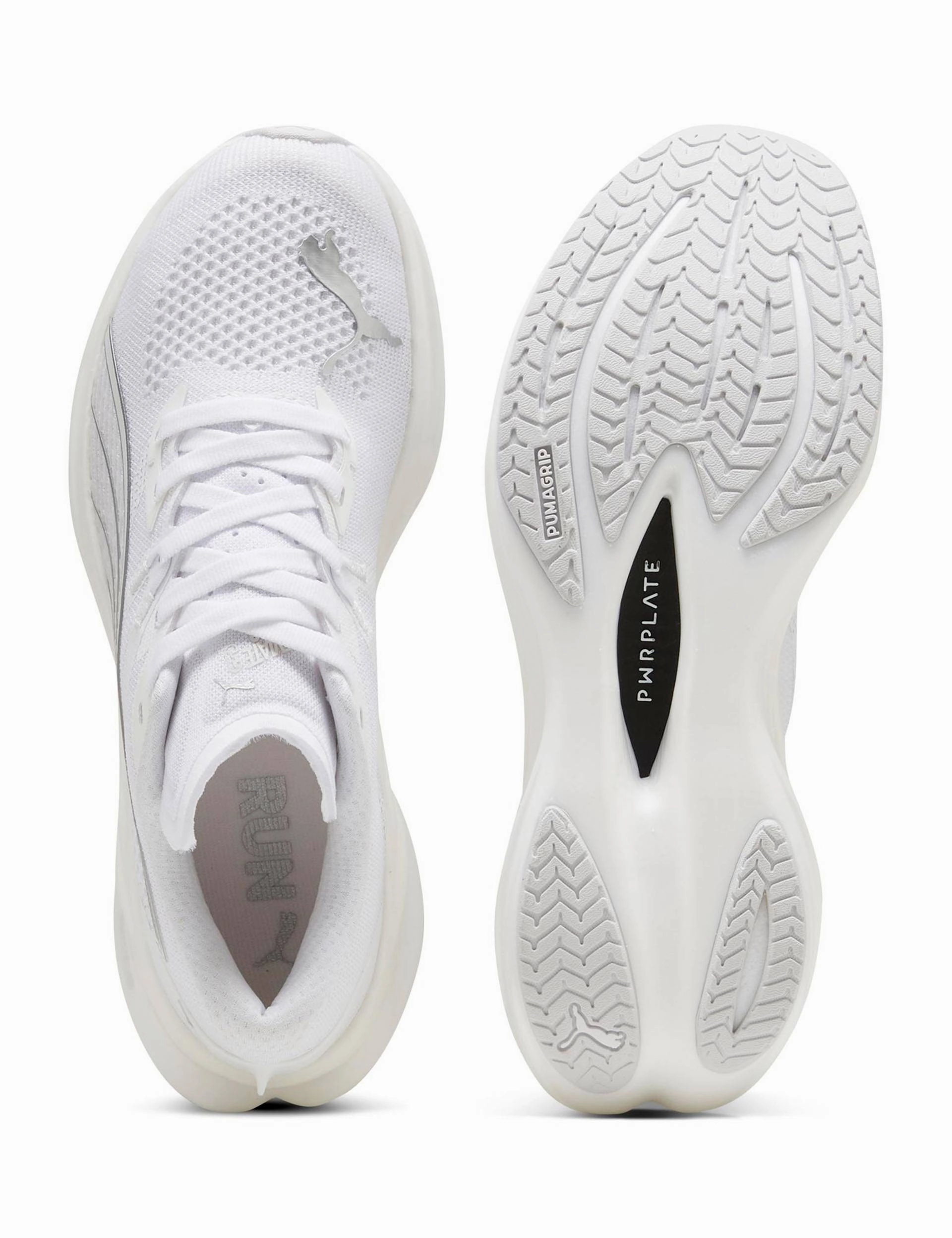 Deviate NITRO 3 Running Shoes - White/Feather Grey/Silver Puma women's stylish sport footwear