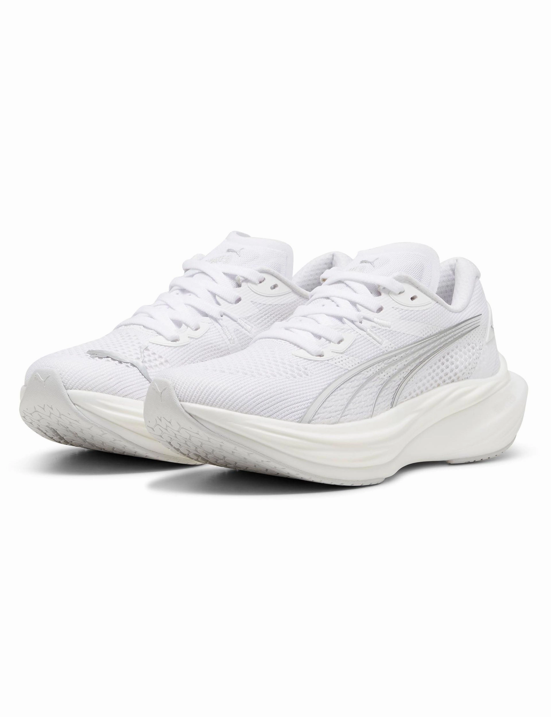 Deviate NITRO 3 Running Shoes - White/Feather Grey/Silver Puma women's stylish sport footwear