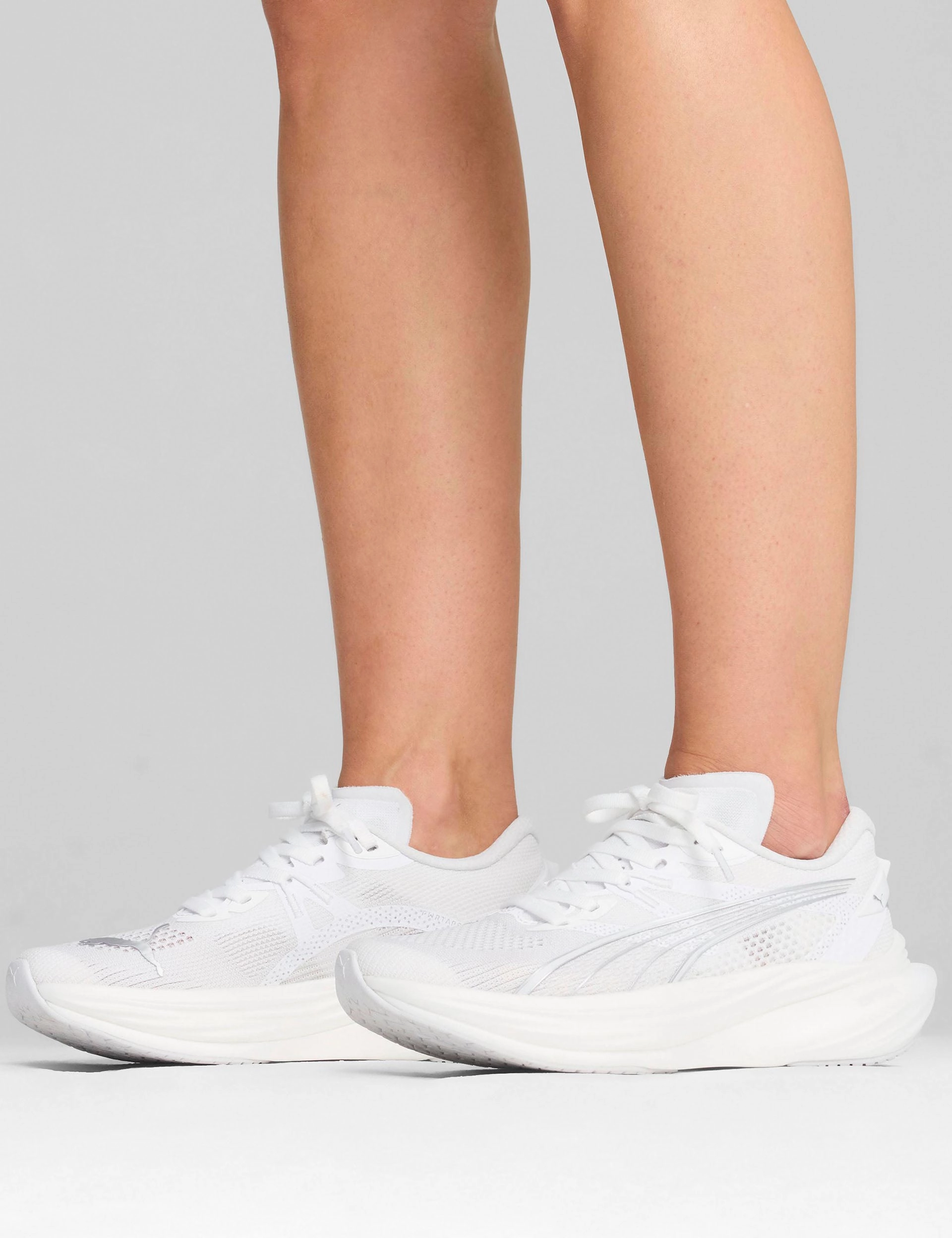 Deviate NITRO 3 Running Shoes - White/Feather Grey/Silver Puma women's stylish sport footwear