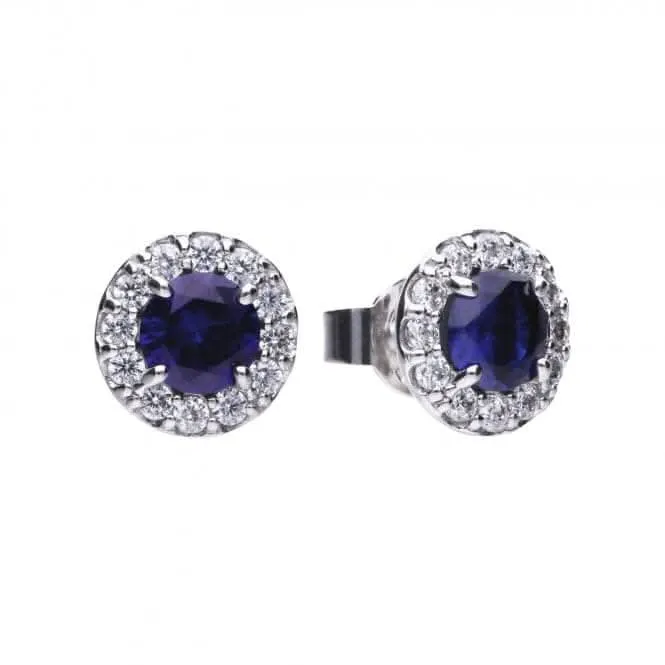 Diamonfire Silver Blue Zirconia Round Earrings E5598 Diamonfire Jewellery