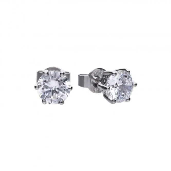 Diamonfire Silver White Zirconia Solitaire Earrings E5581 Diamonfire Jewellery