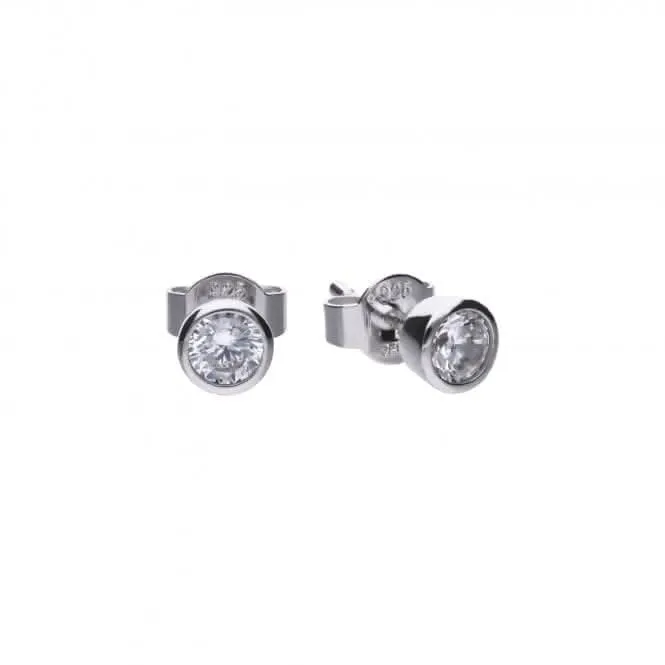 Diamonfire Silver White Zirconia Solitaire Earrings E5617 Diamonfire Jewellery