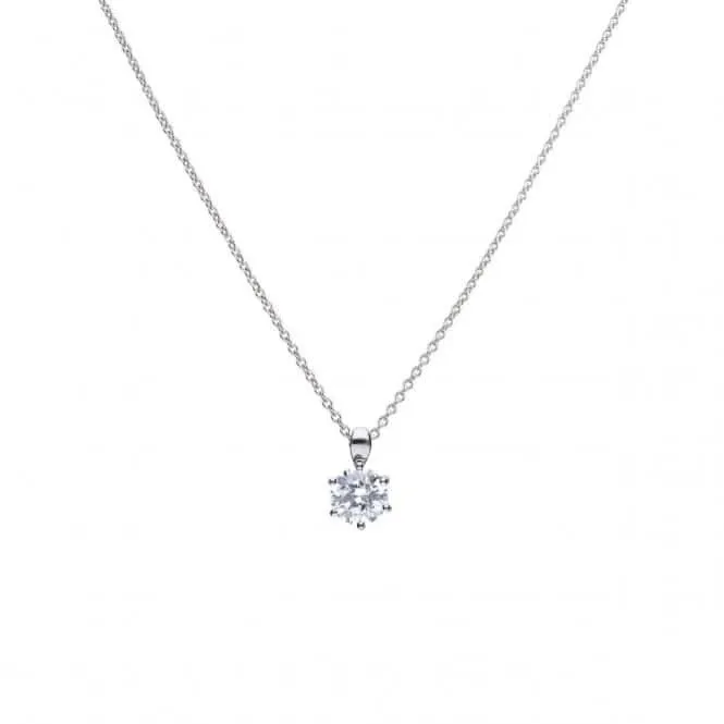 Diamonfire Silver White Zirconia Solitaire Pendant P4605 Diamonfire Jewellery