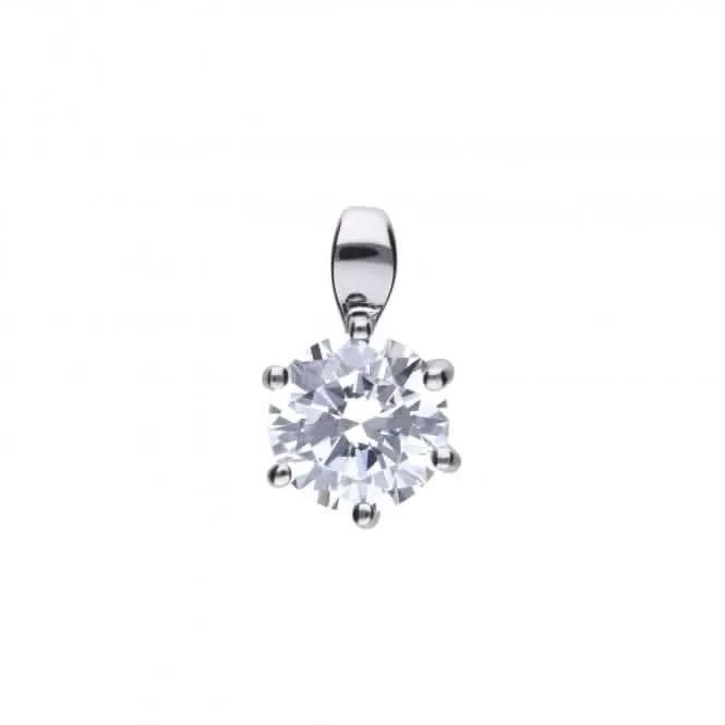 Diamonfire Silver White Zirconia Solitaire Pendant P4605 Diamonfire Jewellery