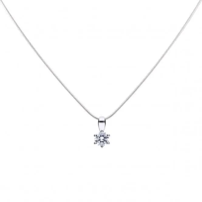 Diamonfire Silver White Zirconia Solitaire Pendant P4610 Diamonfire Jewellery