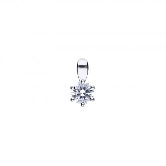 Diamonfire Silver White Zirconia Solitaire Pendant P4610 Diamonfire Jewellery