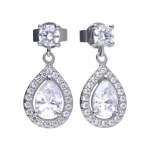 Diamonfire Silver White Zirconia Teardrop Shape Earrings E5594 Diamonfire Jewellery