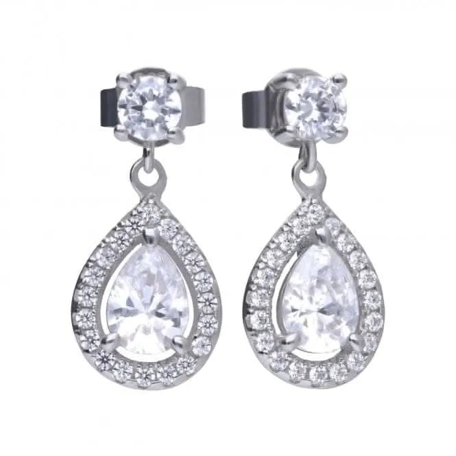 Diamonfire Silver White Zirconia Teardrop Shape Earrings E5594 Diamonfire Jewellery