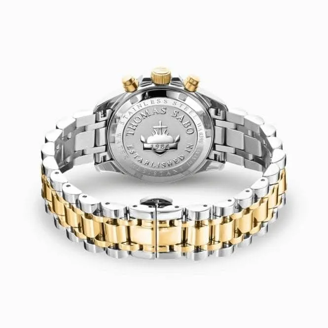 Divine Chrono Black Dial Silver Gold-Coloured Watch WA0398-291-201