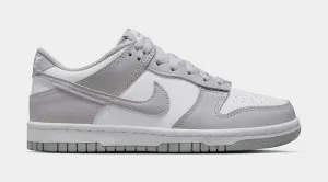Dunk Low Grade School Basketball Shoes (White/Light Grey/White) nike dunk classic design casual sneakers
