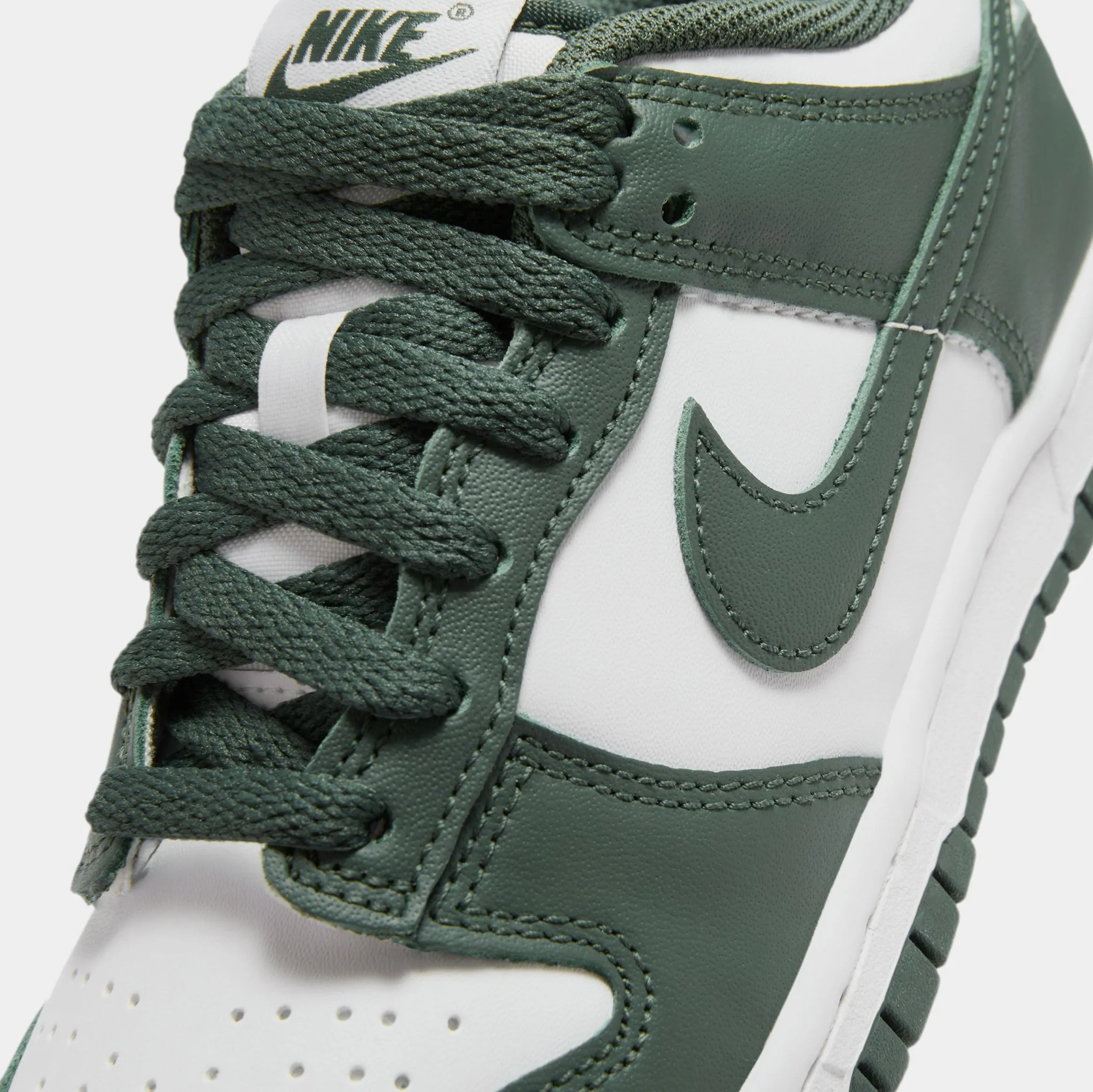 Dunk Low Grade School Lifestyle Shoes (White/White/Vintage Green) Dunk collection