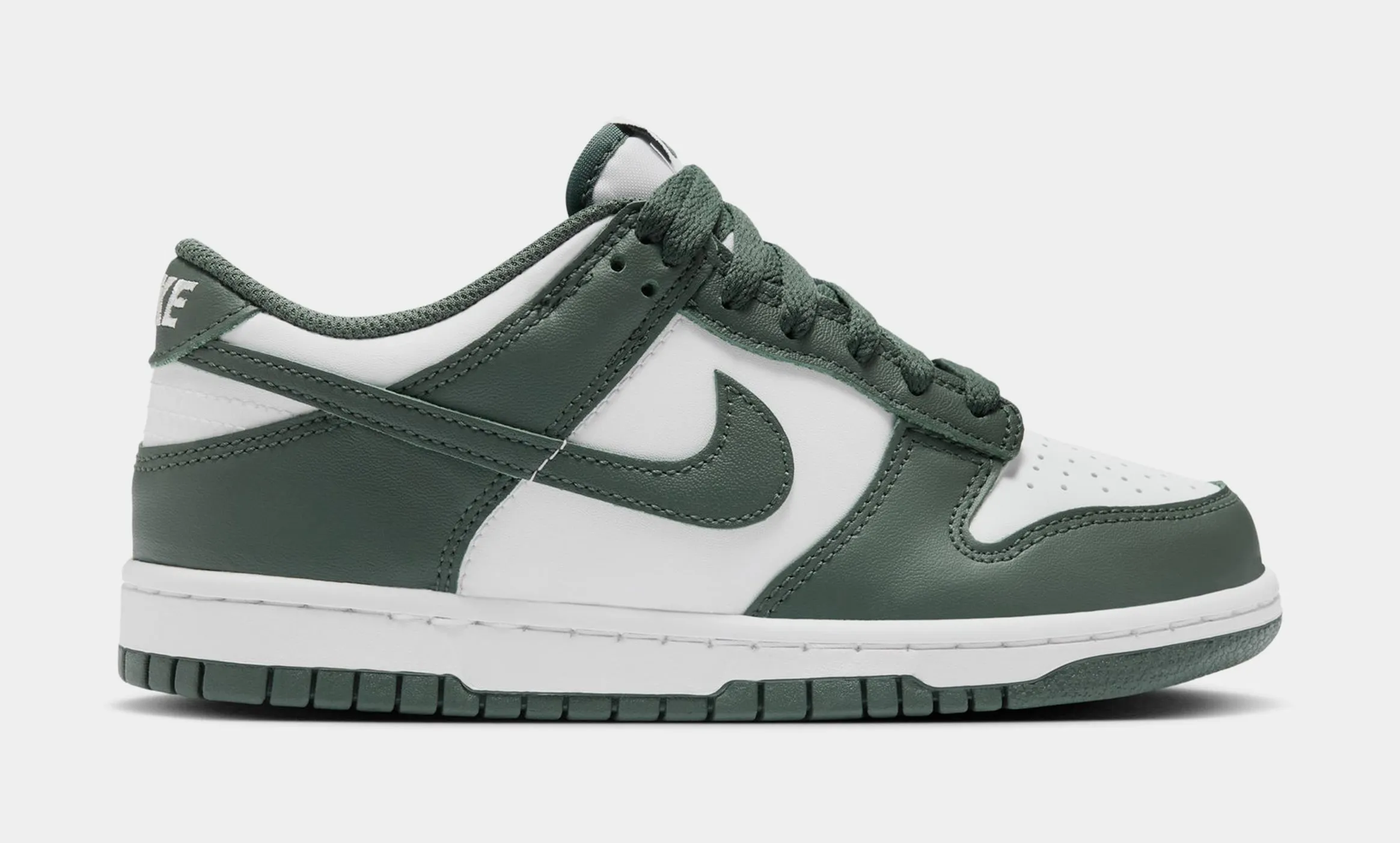 Dunk Low Grade School Lifestyle Shoes (White/White/Vintage Green) nike dunk classic design casual sneakers