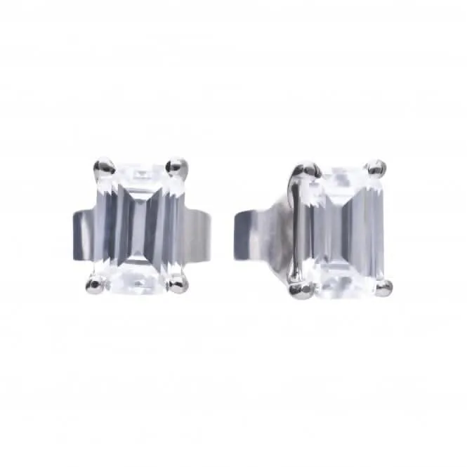 Emerald Cut Cubic Zirconia Studs Earrings E5782 Diamonfire Jewellery