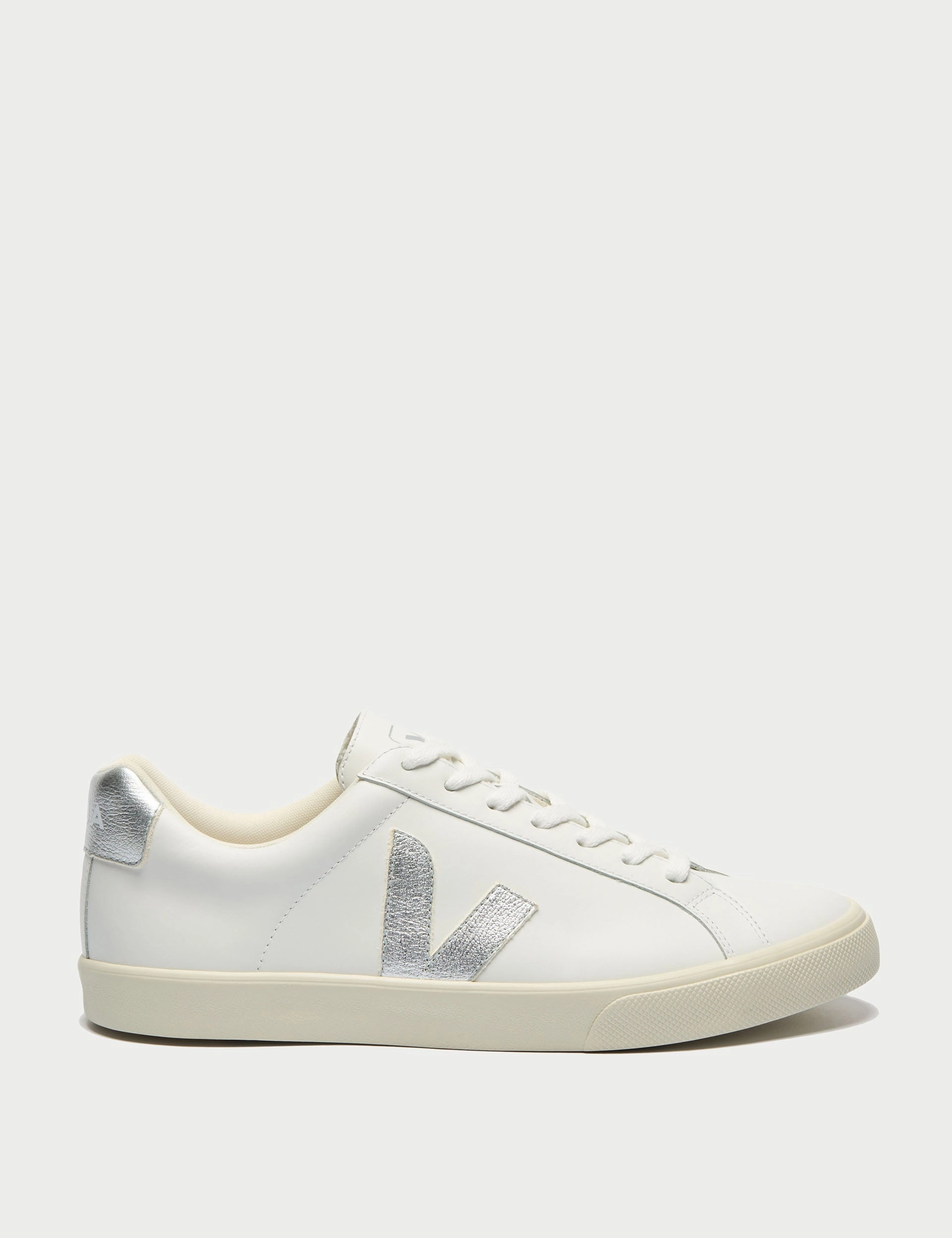 Esplar Leather - White Silver Veja womens shoes with sustainable materials